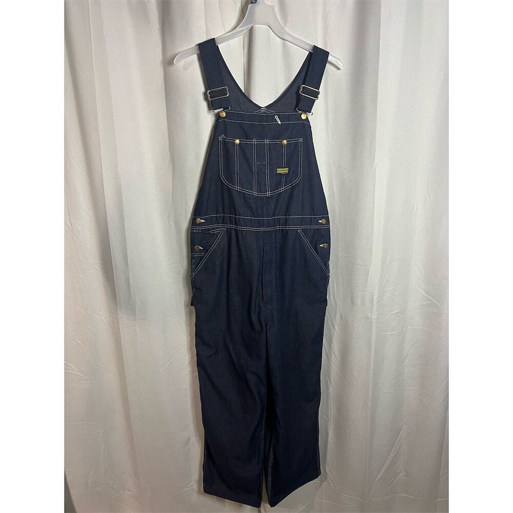 Vintage Toughskins Men's Blue Denim Overalls Size 38 Adjustable Straps